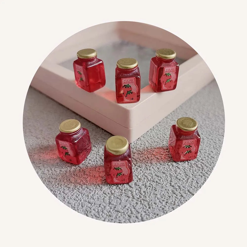 Resin Food Charm Simulation 3D Strawberry Jam Bottle Pendant for Earrings Keychain DIY Crafts Jewelry Making