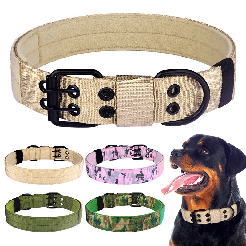 Wholesale Stocked Tactical Thick Nylon Medium Large Breed Dog Collar with Metal d Ring