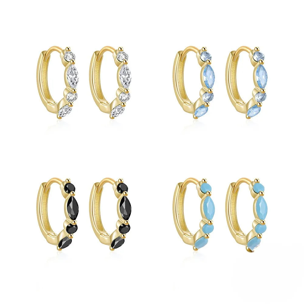 S925 Sterling Silver Classic Simple Diamond Setting Hoop Earrings Luxury Water Drop Zircon Earrings for Women