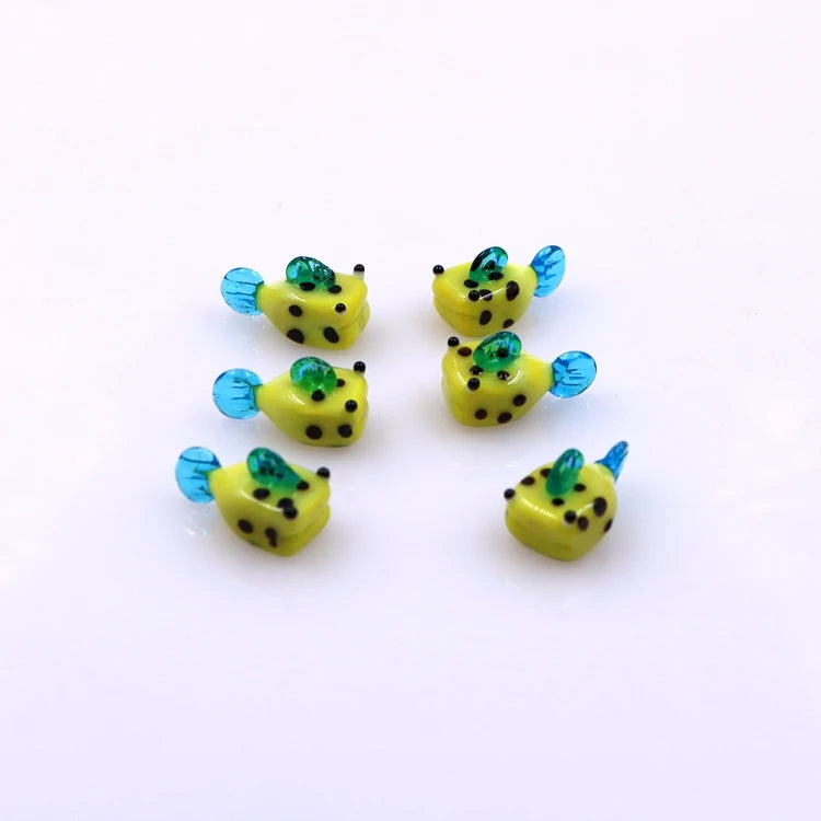 Miniature Small Murano Lampwork Glass Yellow Fish Animal Figurine