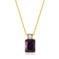 QX Manufacturer Custom OEM Fine Jewelry 18K Gold Plated 925 Sterling Silver Oblong Angle Purple Zircon Women Necklaces