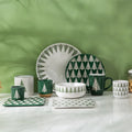 Eco Friendly Custom Silk Screen Printing Christmas Stoneware Plates Ceramic Crockery Dinnerware Set