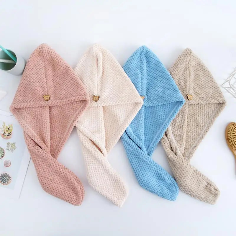 China Wholesale Custom Soft QUICK-DRY Absorbent Microfiber Hair Towel Waffle Hair Towel