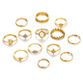 Solid Gold Rings Set for Women Adjustable Rings Gold Plated Statement Stackable Rings Pack