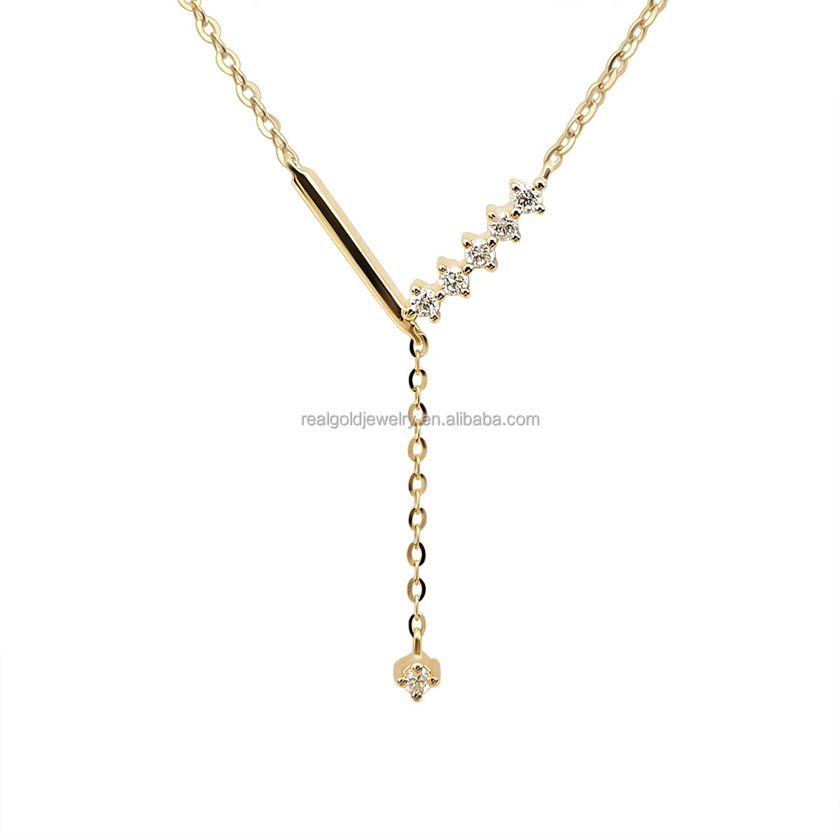 Lab Diamonds Jewelry AU585 Moissanite Necklaces Yellow Solid Gold Good Quality Necklace Jewelry Supplier Party Necklace 2pcs