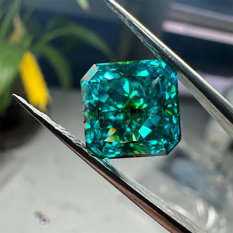 Ice Crushed Radiant Cut square Shape Cut Corner Dark Blue with Yellow Cubic Zirconia Loose Gemstones for Jewelry