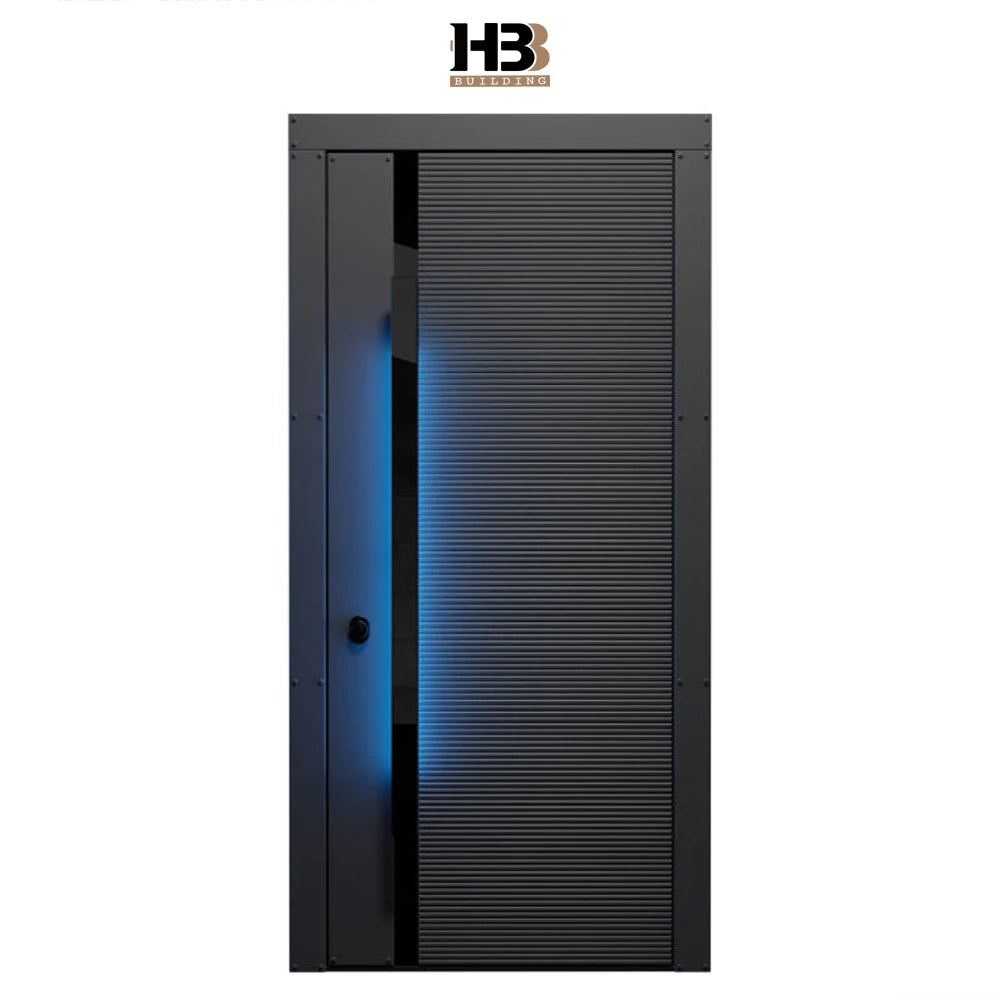 LED Lighting Modern Stainless Steel Bulletproof Security Entry Door Finished for Exterior Use Apartment Villa Hospital Hotel