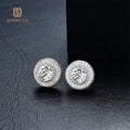 925 Sterling Silver Iced Out Cubic Zirconia Round Stud Earring for Men Gold Plated Hip Hop Jewelry Hypoallergenic Micropore