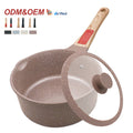 SANLANG Children Safe Cast Aluminum NonStick Milk Pot Ceramic Sauce Pan with Removable Handle and Lid