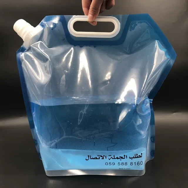 Custom Printed logo Strong Transparent Blue Color Portable Outdoor 5L 10L Plastic Water Bags Oil Juice Packaging Bags Pouches