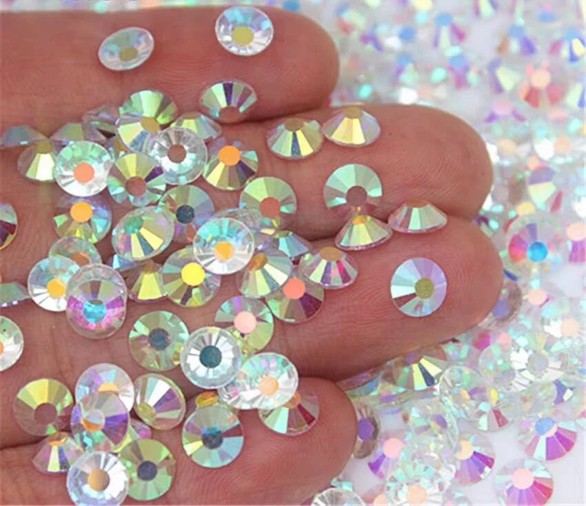 Unfoiled  Transparent Crystal AB Flatback Glass  Rhinestone