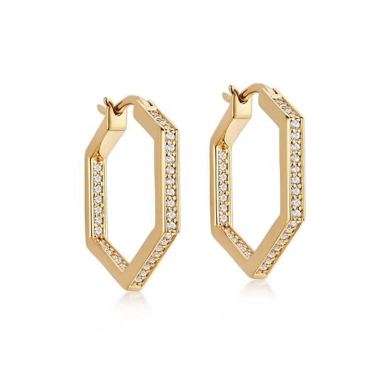 Gemnel 2023 New Arrivals Fashion Delicate Hexagon Hoop Earring for Women