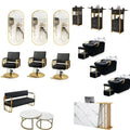 Best Price Black and Gold Salon Furniture Set Barber Station Shop Equipment Chair