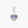 925 Sterling Silver Charms Women Fine Jewelry Rainbow Color CZ Romantic Keyhole Hearts Pendant for Bracelet Necklace