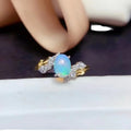 Vintage October Birthstone High Quality Women S925 Silver Oval White Opal Ring Gold Jewelry Engagement Rings