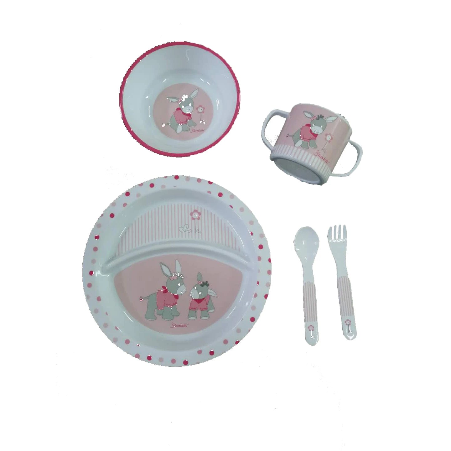 Wheat Straw Tableware Dinner Plate Bowl Cup Dinnerware OEM Animal Pattern Microwaveable PP Kids Dinner Sets Dinnerware for Home