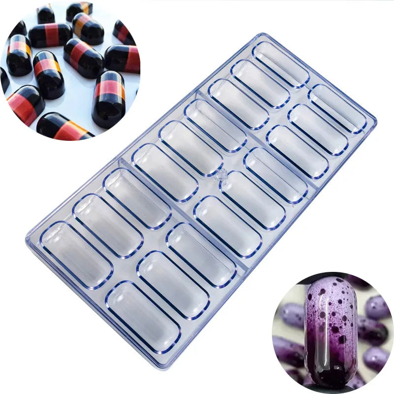 HY Polycarbonate Chocolate Moulds 3D Chocolate Bars Candy Molds Plastic Tray Baking Pastry Tools