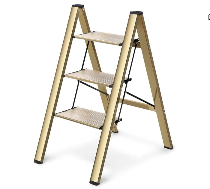 Modern Plant Stand Portable Aluminum 3-Step Folding Ladder Foldable Stool Lightweight Living Room
