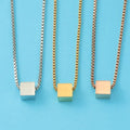 Hip Hop Stainless Steel Geometric Square Necklace Men Women Fashion Engravable Date Logo Name Blank Cube Pendant Necklace Gifts