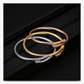 Retro Vintage Punk Style Titanium Steel Stacking Bracelet Set 18K Gold Rose Gold Silver Men's Stainless Steel Open Wire Bangle