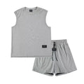 Gym Fitness Sweat Suit Custom logo 100% Polyester Sweatsuit Men Tank Top Shirt and Shorts Set 2 Piece