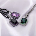 Top Icy Simple Design 18K Gold Plated Luminous Gemstone Pendant Hip Hop Jewelry Square Colorful 5A CZ Gem Pendant Necklace Women