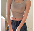 Women's Summer Casual Sleeveless Knitted Tank Top O-Neck Breathable Quick Dry Cotton Short Length