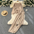 Autumn and Winter New Style Lazy Pullover All-in-one Sweater Sweater Women's Two Sets of High-waisted Casual Wide-leg Trousers