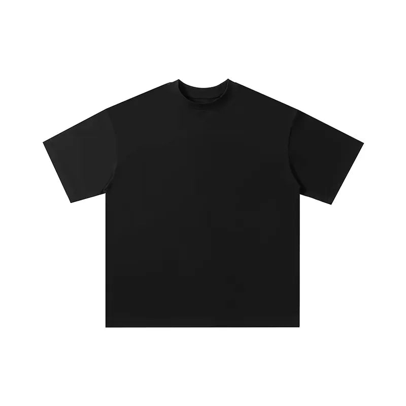 2024pure Colorcomfy Basics Round Neck T-shirt Summer Men's American Small Collar Loose Short-sleeved Bottom Shirt