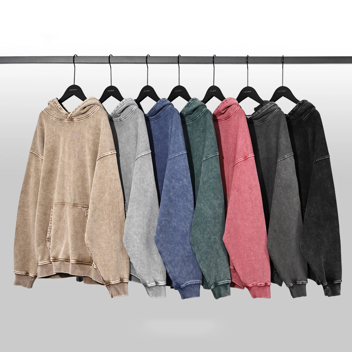 Wholesale 420gsm Plain Custom Heavyweight Distress Oversized Blank Stone Acid Vintage Wash Hoodie