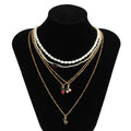 RisingMoon 2023 Fashion Sweet Fruit Cherry Alloy Pearl Set Necklace Jewelry for Women