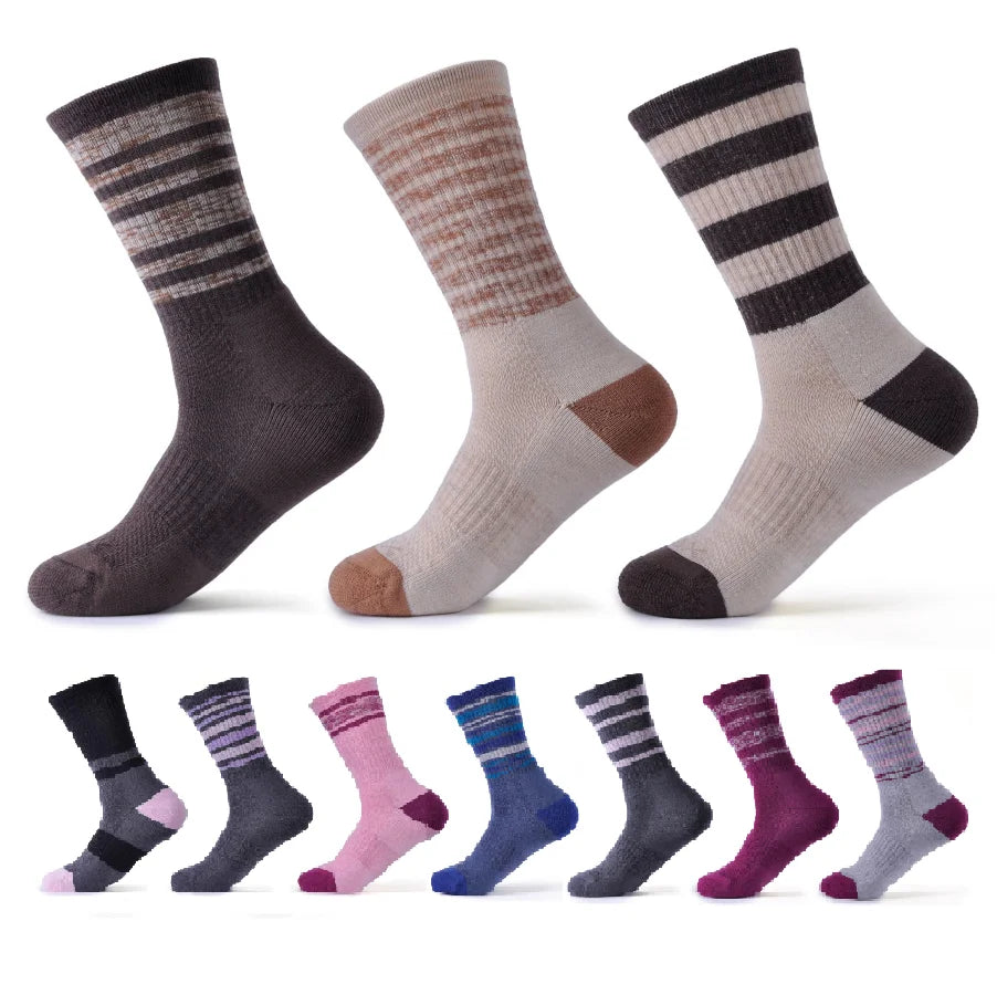 Custom Logo Professional Sport Socks Unisex Adults Merino Wool Autumn Knitted Outdoor Hiking Trail Crew Socks