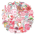 Custom 50Pcs Popular Cute Graffiti Stickers Vinyl Pink Girl Love Icon Sheet Decor Stickers for Bottle Laptop Luggage