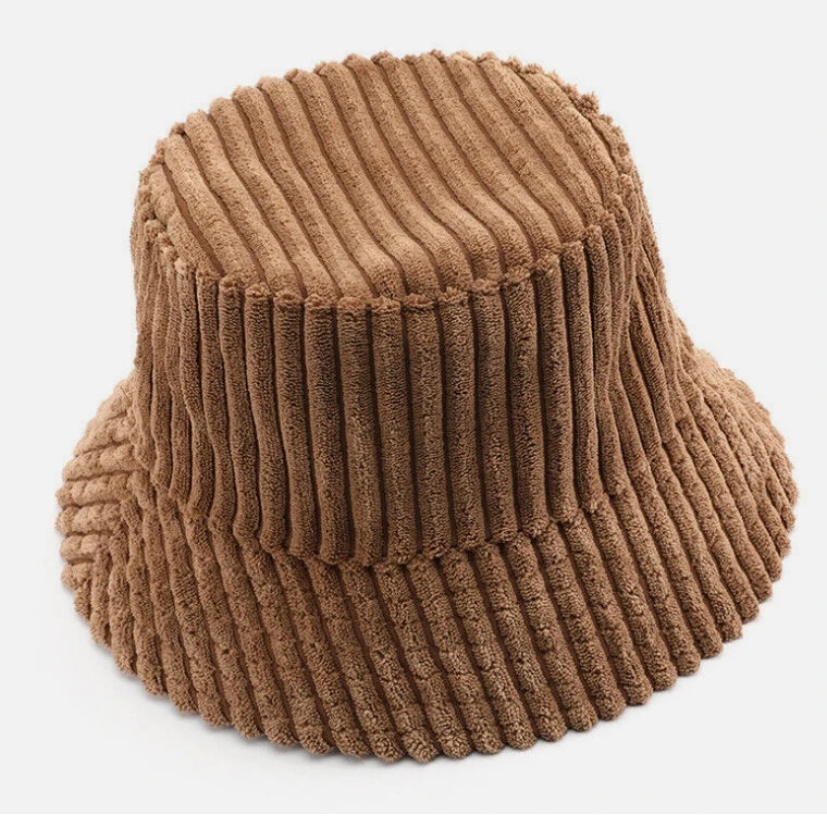 Custom Logo Embroidered Daily Cotton Corduroy Fitted Sun Protection Bucket Hat Wide Brim Fold up Corduroy Bucket Hat