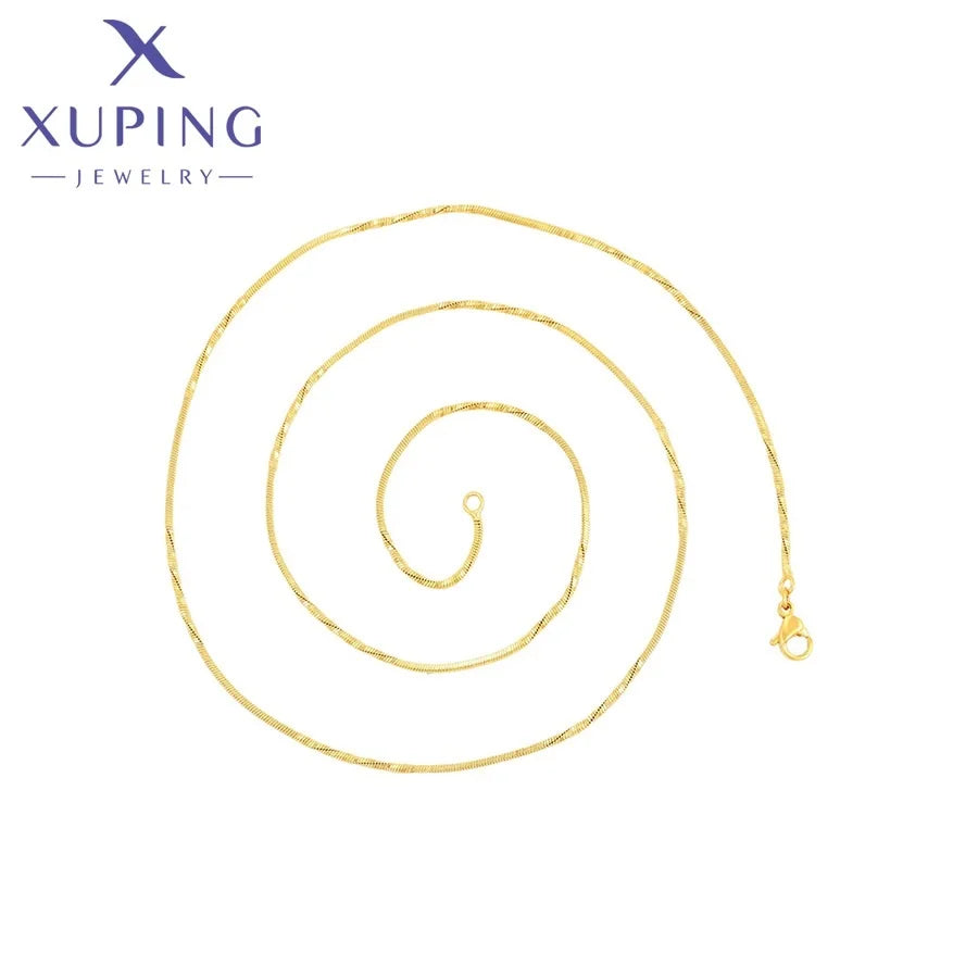 S00152456 Xuping Jewelry Wholesale Fashion Personality Unique Copper 55cm 24K Gold Plated Jewelry Thin Chain