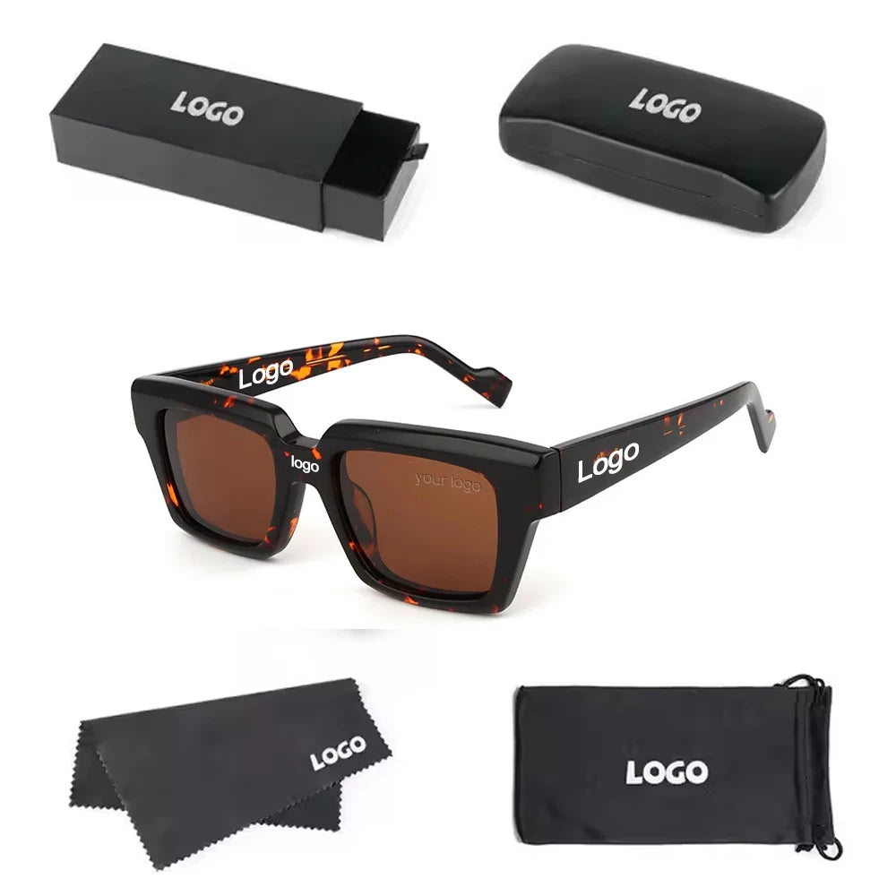 New Style 2026 Trendy Womens Designer Sunglasses Famous Brands Square Retro Acetate Polarized Sunglasses