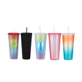 Hot Selling Bling Studded Tumbler Plastic Double Wall Bling Tumbler With Straw Custom logo Available