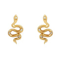 Fashion Gold Plated Diamond Snake Stud 925 Sterling Silver Earrings for Women
