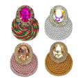 New Ethnic Handmade Rainbow Winding Braided Colorful Round Pendants Earring Personalized Retro Crystal Diamond Stud Earrings