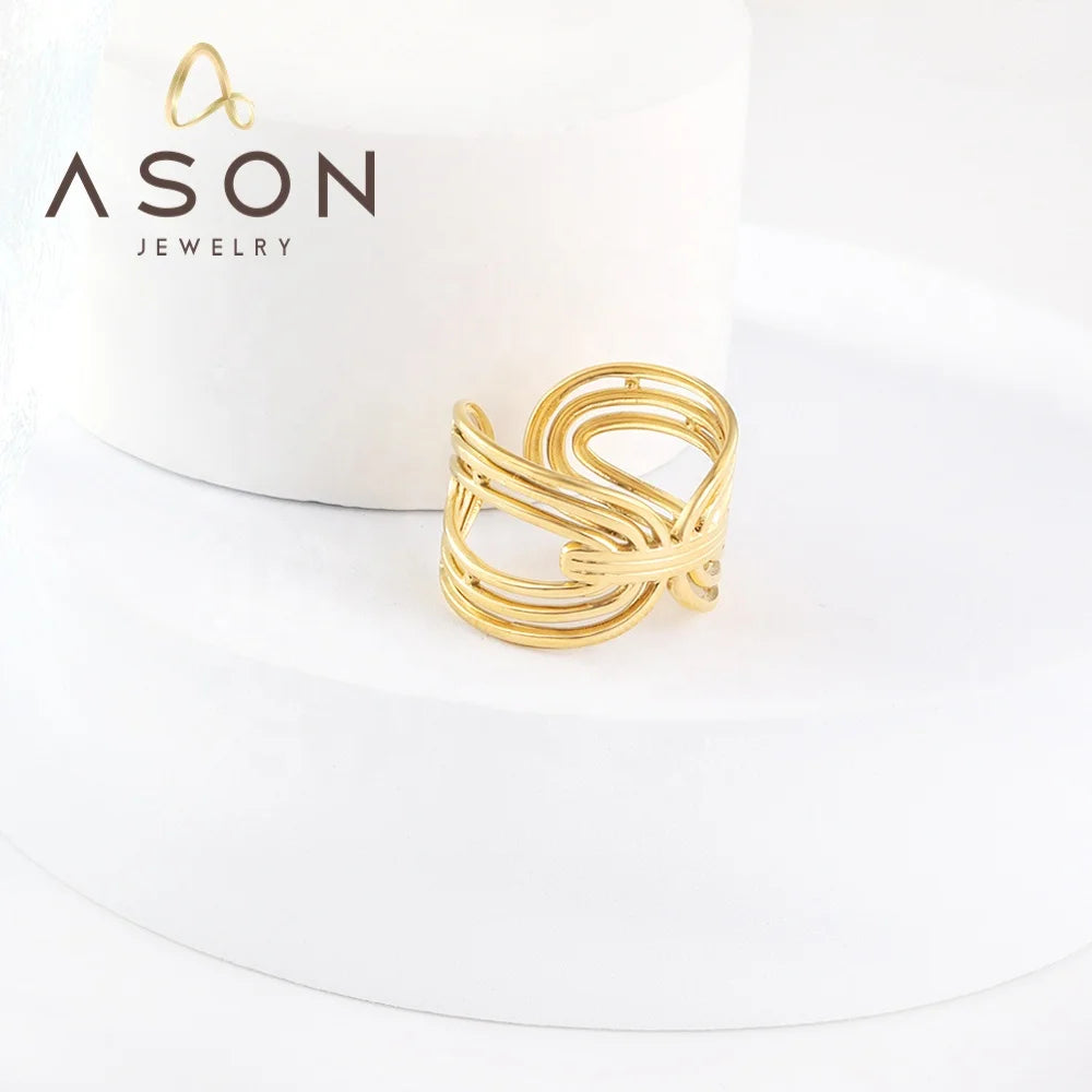 Ason 2023 New Fashion Custom Jewelry Ring 18k Gold Plated Unique Ring Wholesale for Women