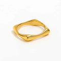 Fenny 18K Gold Plated Wholesale Charm Irregular Geometric Square Fold Wear Stainless Steel Finger Ring Trend for Women
