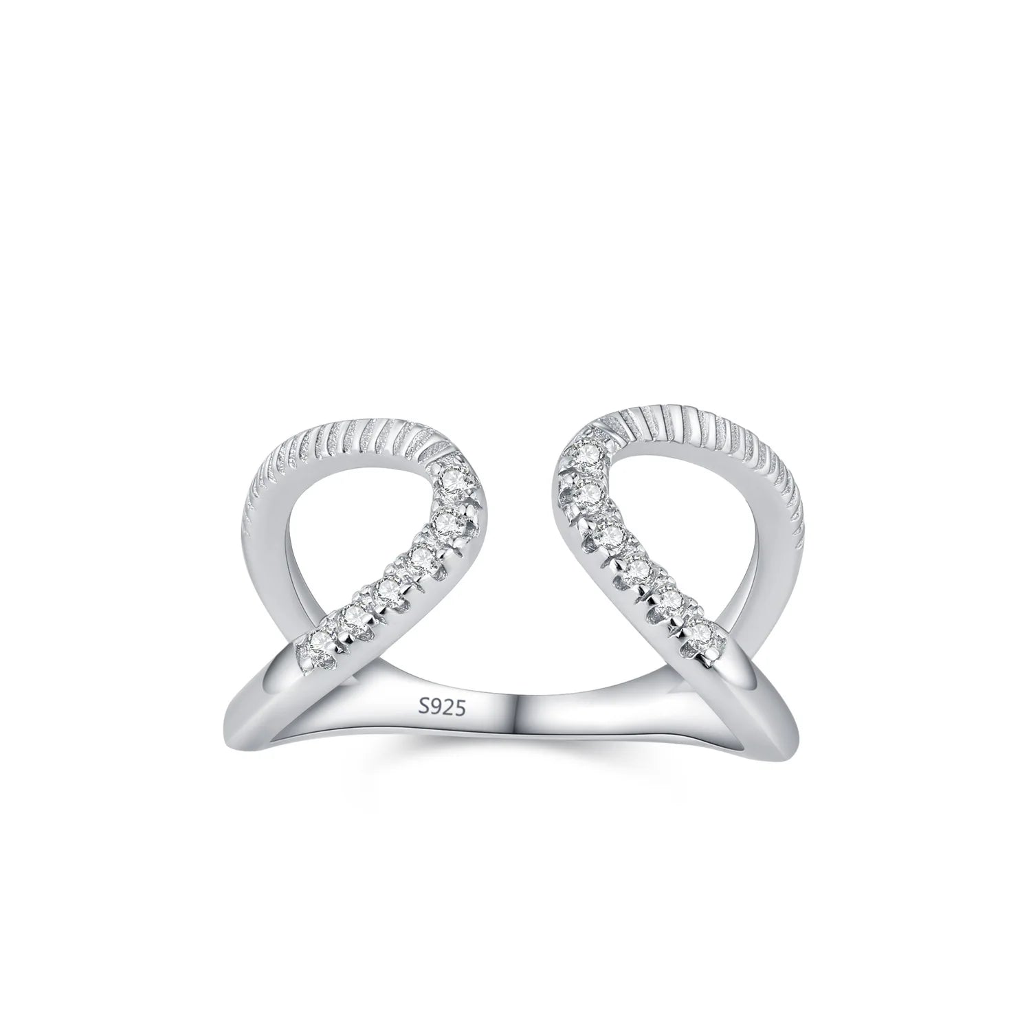 Unique Personality 925 Sterling Silver Jewelry Hypoallergenic Nickel-free Hollow Double-layer Line Open Ring for Women