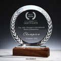 Wholesale K9 Blank Crystal Trophy Personalized Custom logo 3d Laser Engraving Crystal Glass Trophy with Wooden Base