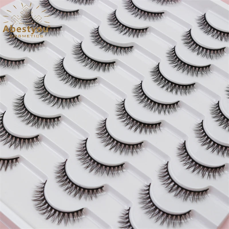 Abestyou Premium 20-Pair Classic Single Eyelash Extension Kit Korean Style Natural False Eyelashes with Suitcase Packaging
