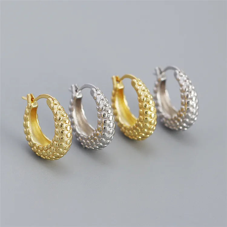 SP Silver Earrings 925 Sterling Statement Chunky Round Hoop Earrings 925 Sterling Women
