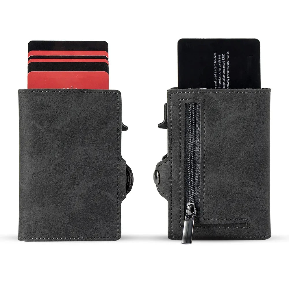 Fashions and Handiness PU Leather Slim Minimalist Sim Card Holder Wallet with Pop up Card Credit