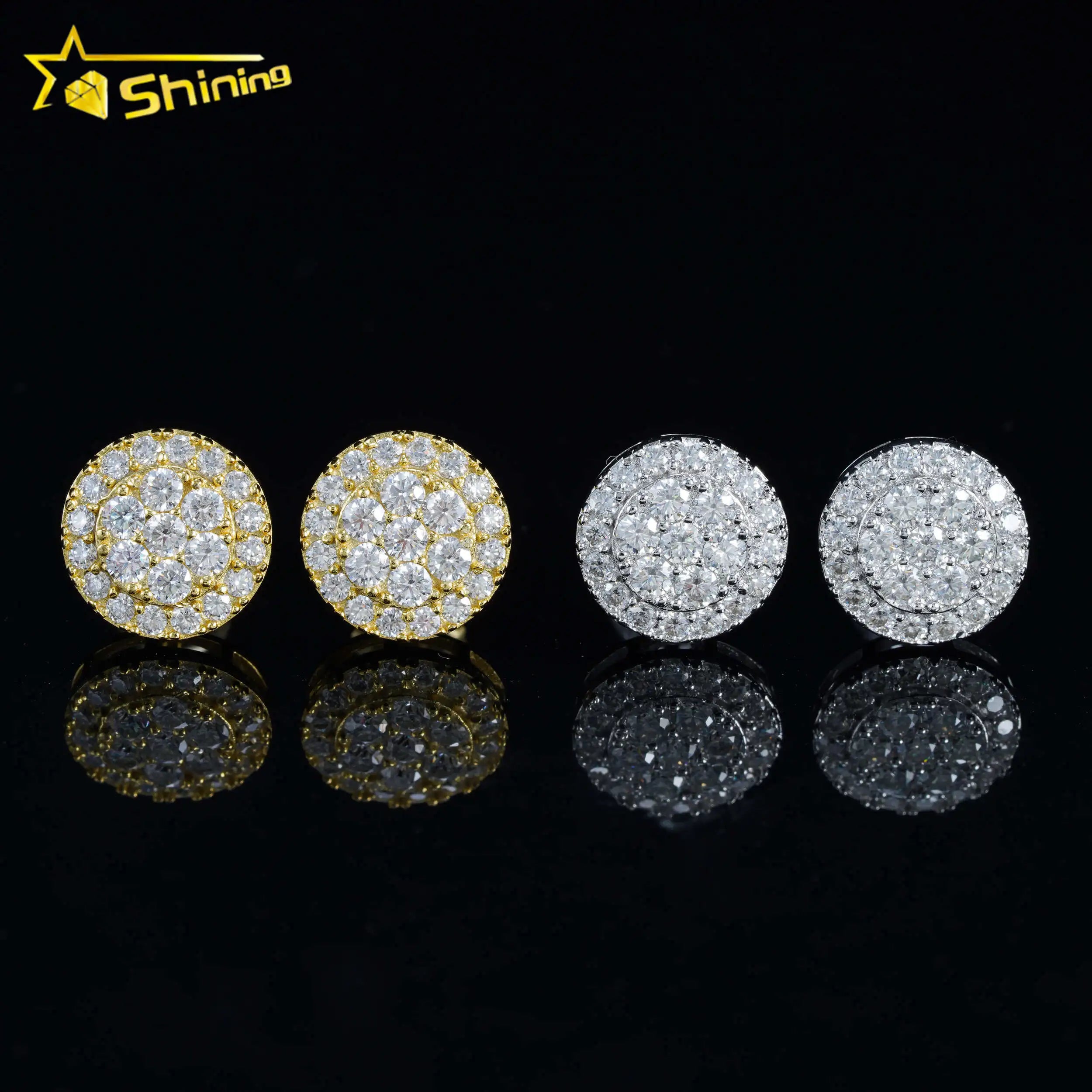 Stud Earring 925 Sterling Silver Gold Plated Moissanite Screw Back Fashion Jewelry Earrings