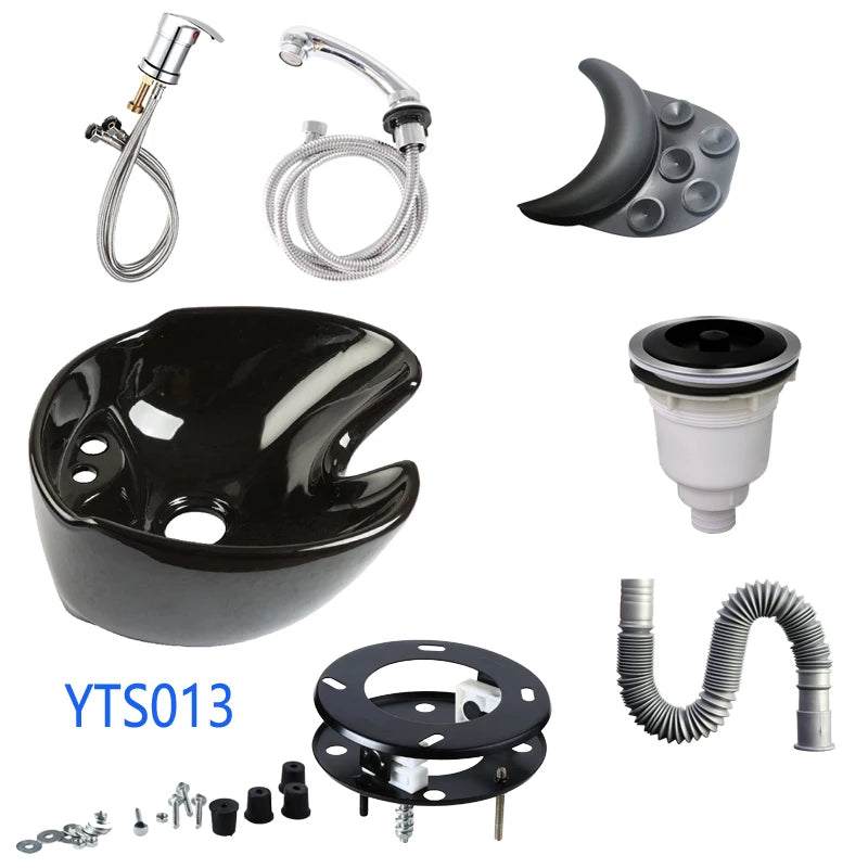 Portable Luxury Ceramic Basin Hair Washing Sink Kit for Salon and Bedside Hair Shampoo Washbasin