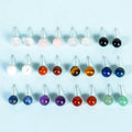 Wholesale Jewelry Natural Crystal Raw Stone Earrings Multicolor Crystal Round Bead Earrings