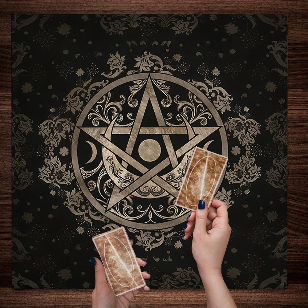 Altar Cloth Moon Sun Star Pentagram Printed Spiritual Tapestry Tablecloth Handmade Customizable Astrology Divination Witchcraft